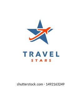 Travel Stars Logo Air Plane Star Symbol
