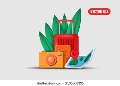 Reisestartpack-Illustrationskonzept 3D-Vektorgrafik