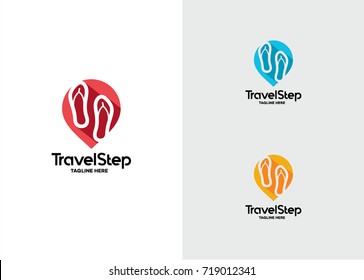 Travel Step Logo Template Design Vector, Emblem, Design Concept, Creative Symbol, Icon