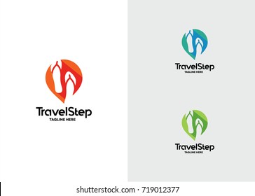 Travel Step Logo Template Design Vector, Emblem, Design Concept, Creative Symbol, Icon