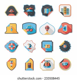 Travel sticker flat banner background set, eps10