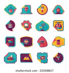 Travel sticker flat banner background set, eps10