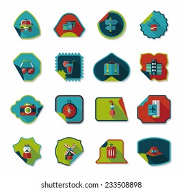 Travel sticker flat banner background set, eps10
