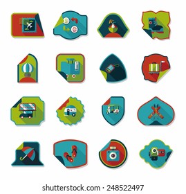 Travel sticker flat banner background set, eps10