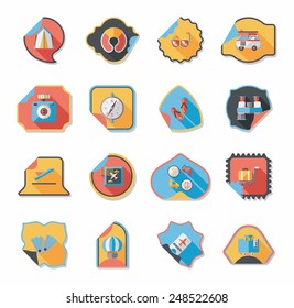Travel sticker flat banner background set, eps10