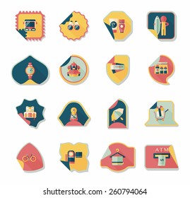 Travel sticker flat banner background set, eps10