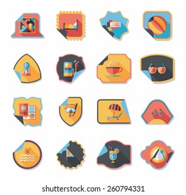Travel sticker flat banner background set, eps10