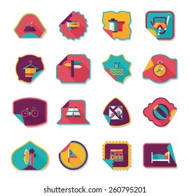 Travel sticker flat banner background set, eps10