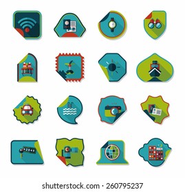 Travel sticker flat banner background set, eps10