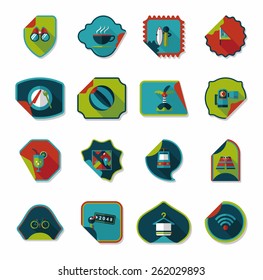 Travel sticker flat banner background set, eps10