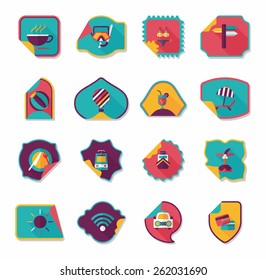 Travel sticker flat banner background set, eps10