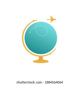 Viajero. Ilustraciones modernas de concepto de vectores planos. Globo con icono del avión. Anuncios de medios sociales.