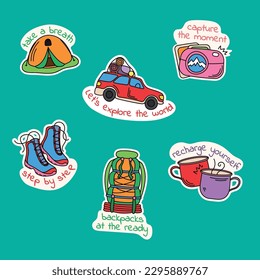 Travel sticker pack with affirmations