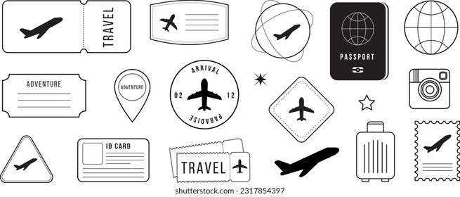 Travel stickers and badge set