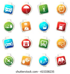 Travel stickers label icon set for web sites