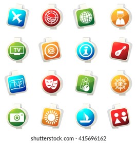 Travel stickers label icon set for web sites