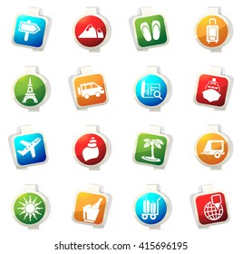 Travel stickers label icon set for web sites