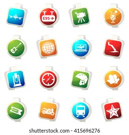 Travel stickers label icon set for web sites