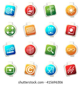 Travel stickers label icon set for web sites
