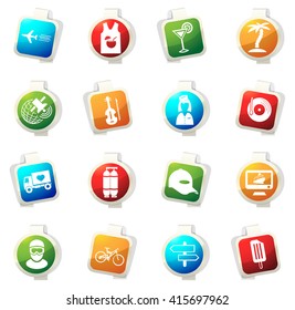 Travel stickers label icon set for web sites