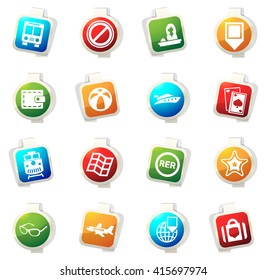 Travel stickers label icon set for web sites