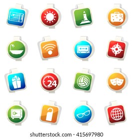 Travel stickers label icon set for web sites