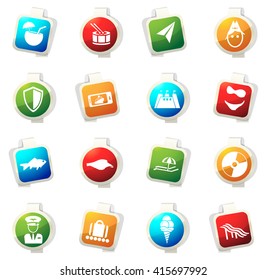 Travel stickers label icon set for web sites