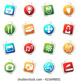 Travel stickers label icon set for web sites