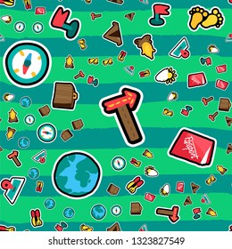 Travel stickers seamless vector pattern