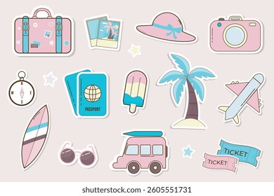 Travel stickers set. Travel concept. Set of travel objects.