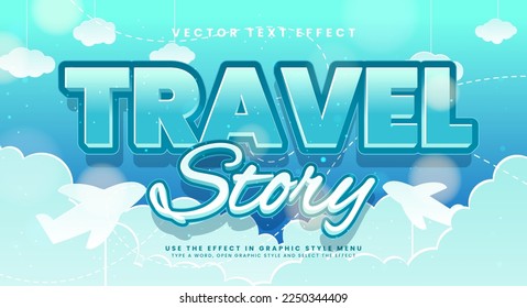 Travel story editable text style effect with paper cut style.