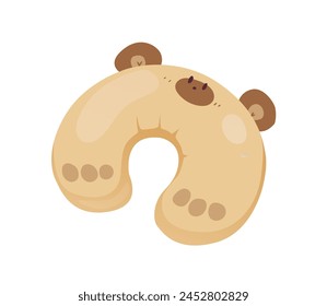 Cosas de viaje. Pegatina dibujada a mano o icono de almohada de viaje para vuelos de avión. Artículo para un viaje cómodo, viaje o vacaciones. Ilustración vectorial plana de dibujos animados aislada sobre fondo blanco