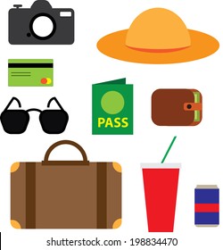Travel stuff vector set . eps10