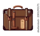 Travel with style, leather suitcase adventure awaits isolated