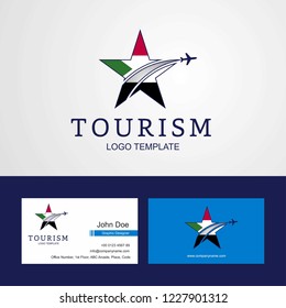 Travel Sudan flag Creative Star Logo and Business card design