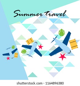 travel suitcase aircraft starfish tropical plant