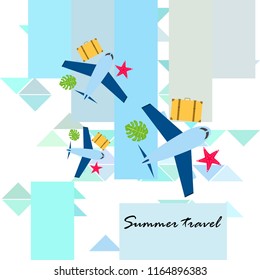 travel suitcase aircraft starfish tropical plant