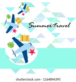 travel suitcase aircraft starfish tropical plant