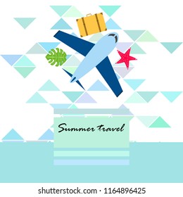 travel suitcase aircraft starfish tropical plant