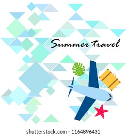 travel suitcase aircraft starfish tropical plant