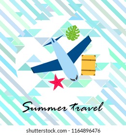 travel suitcase aircraft starfish tropical plant