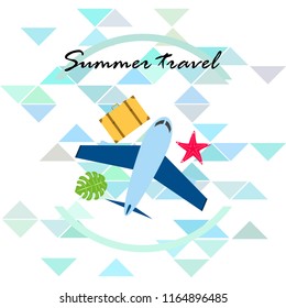 travel suitcase aircraft starfish tropical plant
