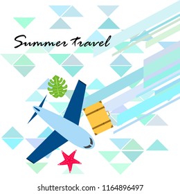 travel suitcase aircraft starfish tropical plant