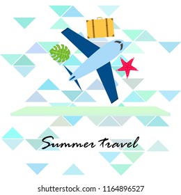 travel suitcase aircraft starfish tropical plant