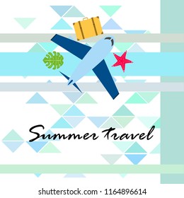 travel suitcase aircraft starfish tropical plant
