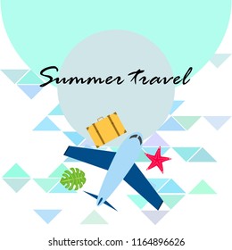 travel suitcase aircraft starfish tropical plant