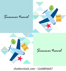 travel suitcase aircraft starfish tropical plant travel suitcase aircraft starfish tropical plant