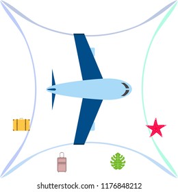 travel suitcase aircraft starfish tropical plant f
