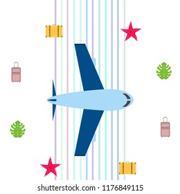 travel suitcase aircraft starfish tropical plant f