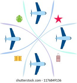 travel suitcase aircraft starfish tropical plant f